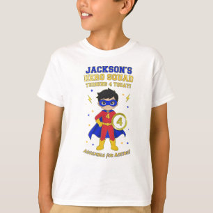 Custom Superhero Boy 4th Birthday Hero Squad  T-Shirt