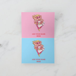 Custom Superhero Elephant Mum of Twins Cute Cartoo Thank You Card