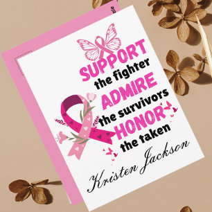 Custom support the fighter breast cancer awareness postcard