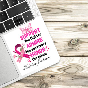Custom support the fighter breast cancer awareness square sticker