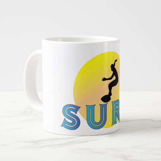 custom surf jumbo large coffee mug (Front Left)
