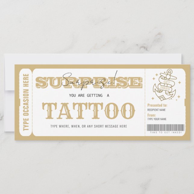 Custom Surprise Tattoo Gift Certificate gift card (Front)