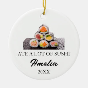 Custom Sushi Christmas, Funny Sushi Gifts  Ceramic Tree Decoration