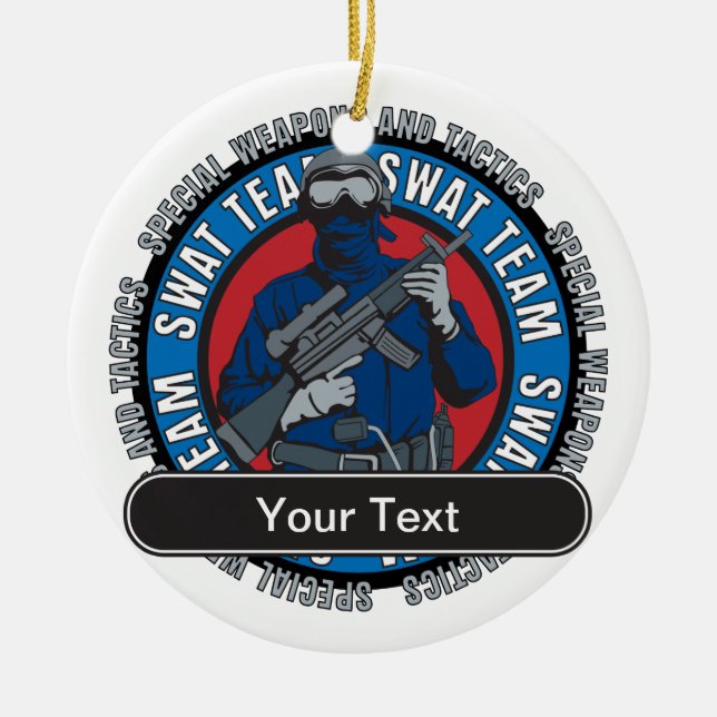 Custom SWAT Team Ceramic Tree Decoration (Front)