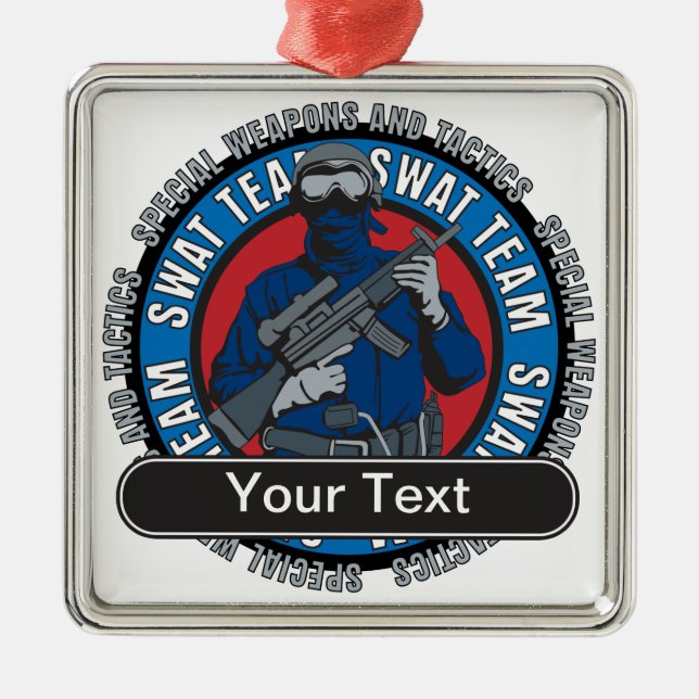 Custom SWAT Team Metal Tree Decoration (Front)