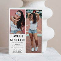 Custom 'SWEET 16' 2 Photo 16th Birthday Party