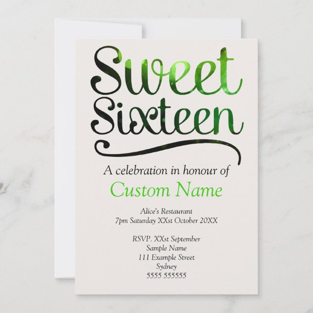 Custom Sweet 16 Invitation (Front)