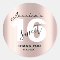Custom Sweet 16 Sleek Rose Gold Thank You Chic