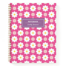 Custom Sweet Pink Retro Floral Pattern Notebook