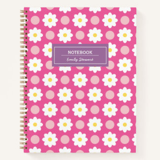 Custom Sweet Pink Retro Floral Pattern Notebook