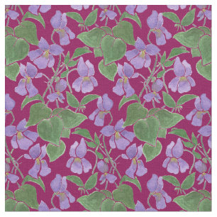 Custom Sweet Violets Repeat Pattern Floral Fabric