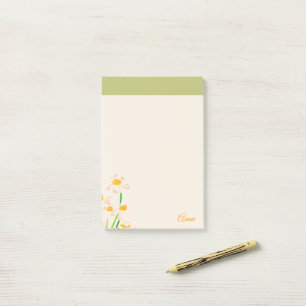 Custom sweet watercolor flowers pink Green Post-it Notes