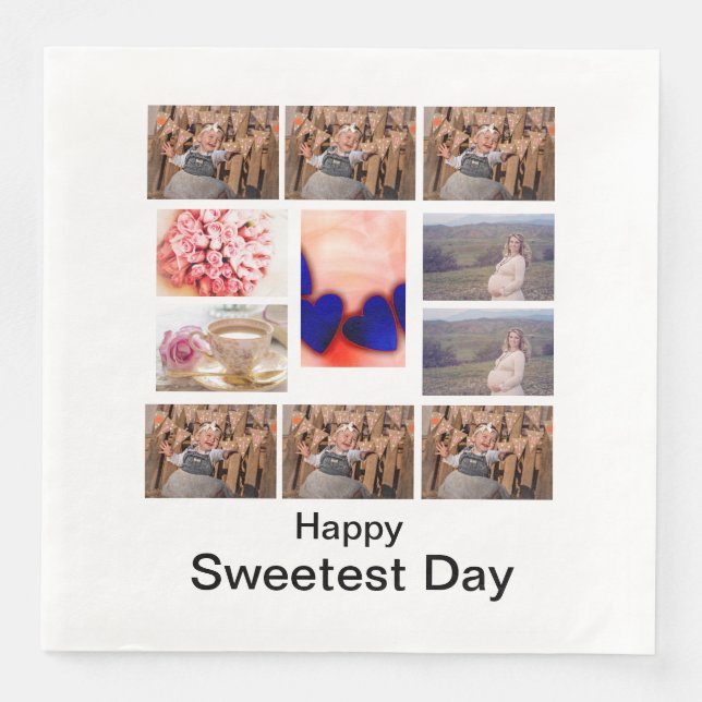 Custom Sweetest Day 11 Photo Collage Napkin (Front)