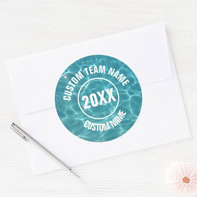 Custom swim team  classic round sticker (Envelope)