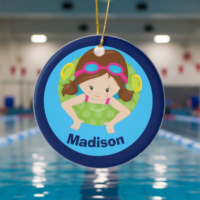Custom Swim Team Girl Ceramic Tree Decoration (Creator Uploaded)