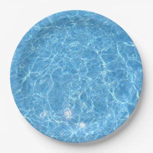 Custom Swimming Pool Blue Water Blank Template Paper Plate