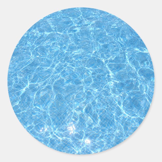 Custom Swimming Pool Blue Water Trendy Blank Classic Round Sticker (Front)
