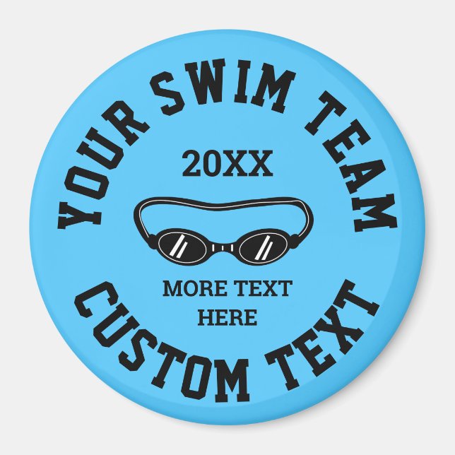 Custom swimming team fridge magnet for swimmers (Front)