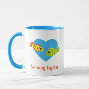 Custom Swimming Together Fish Couple Love Mug