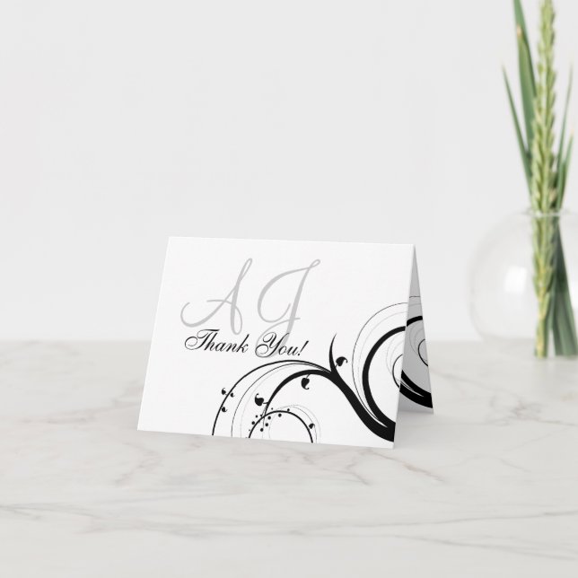 Custom Swirl Wedding Thank You Note Cards (Front)