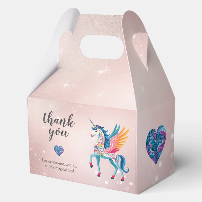 Custom Swirling Unicorn Birthday Favour Box (Front)