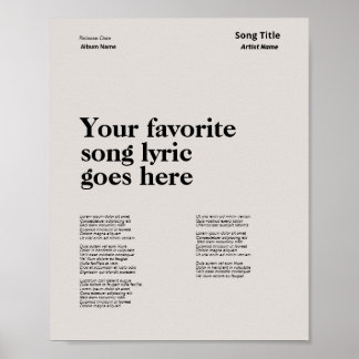 Custom Swiss Style Lyrics Poster Song Lyric Art