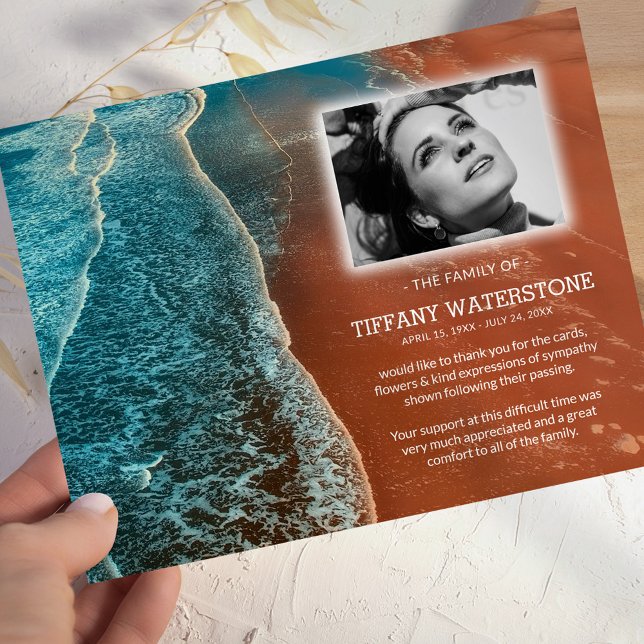 Custom Sympathy Beach Funeral Thank You Card (Creator Uploaded)