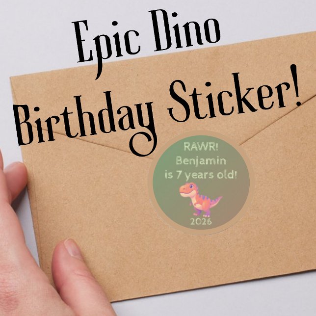 Custom T-Rex Dinosaur Birthday Favour Label (RAWR!!! You want hold the most awesome dinosaur birthday party ever? Look no further than this set!)