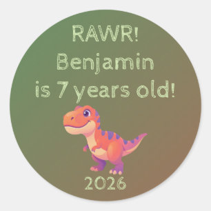 Custom T-Rex Dinosaur Birthday Favour Label