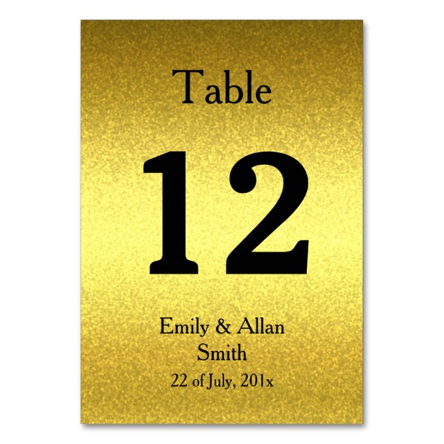 Custom Table Cards with number (Front)