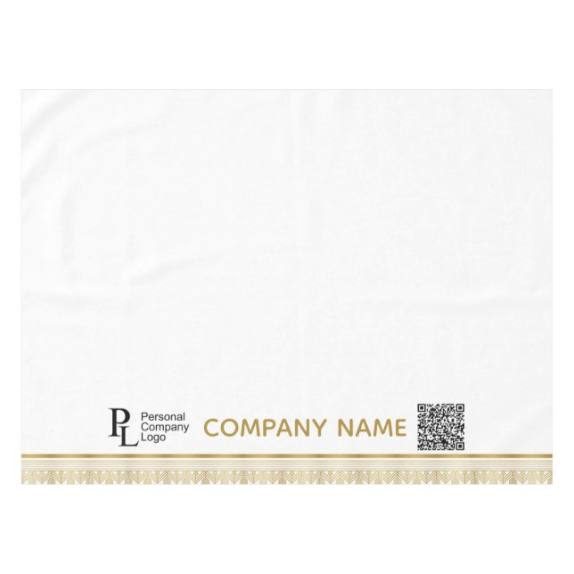 Custom Table Cover Business Logo Gold Border Tablecloth (Front (Horizontal))
