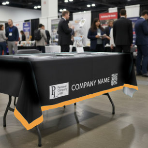 Custom Table Cover Business Logo Orange Border Tablecloth