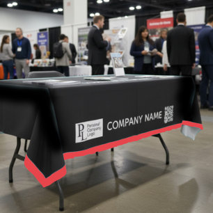 Custom Table Cover Business Logo Red Border Tablecloth