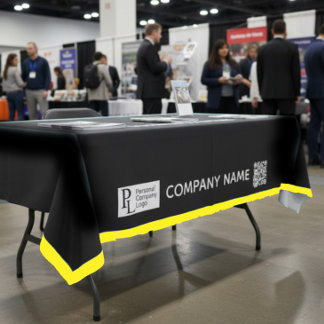 Custom Table Cover Business Logo Yellow Border Tablecloth