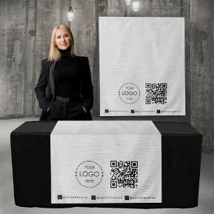 Custom Table Runner Banner Linen Business QR Code Tapestry