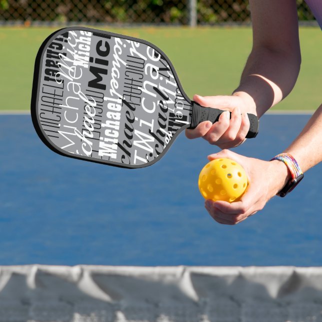 Custom Table.Tennis Player's Name Grey Pickleball Paddle (Insitu)