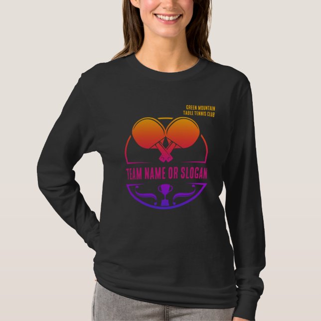 Custom Table Tennis Team Name Club League T-Shirt (Front)