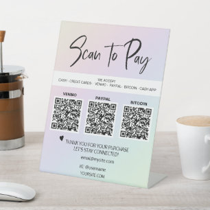 *~* Custom - Table Tent QR 3 PAYMENT Tabletop Pedestal Sign