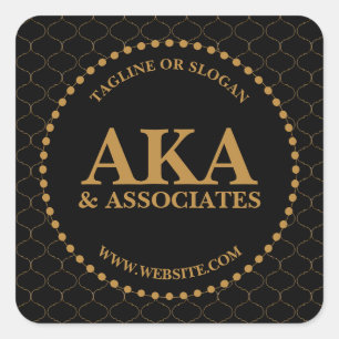 Custom Tagline & Website Gold Monogram Business Square Sticker