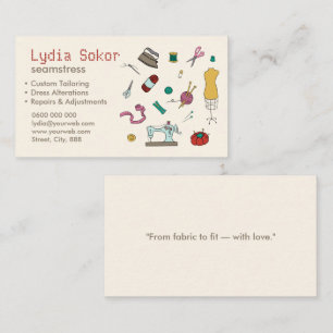 Custom Tailoring & Alterations Seamstress Business Card