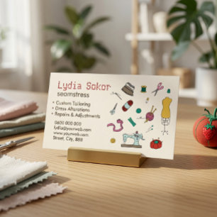 Custom Tailoring & Alterations Seamstress Business Card