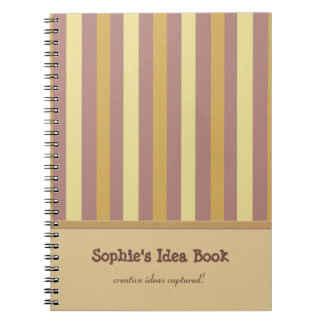 Custom Tan and Taupe Striped Notebook