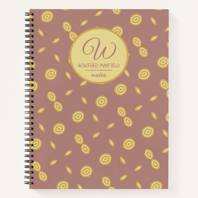 Custom Tan and Taupe Whimsical Circles Notebook (Front)