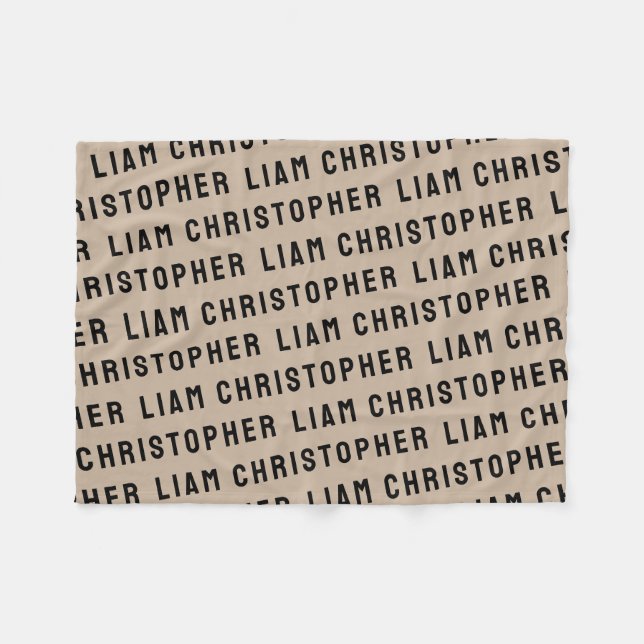 Custom Tan Sand Personalised Son Baby Boy Gift Fleece Blanket (Front (Horizontal))