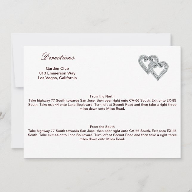 Custom Tangerine Hearts Direction Card (Front)