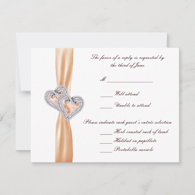 Custom Tangerine Hearts Response Card (Front)