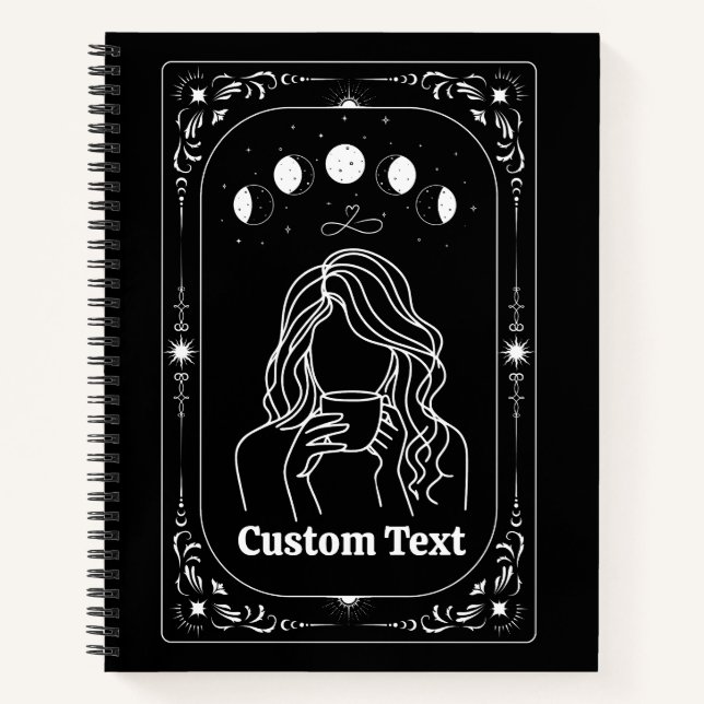 Custom Tarot Coffee Lover Magical Whimsy Zodiac Notebook (Front)