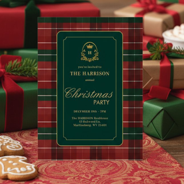 Custom Tartan Plaid Christmas Party Invitation  (Creator Uploaded)