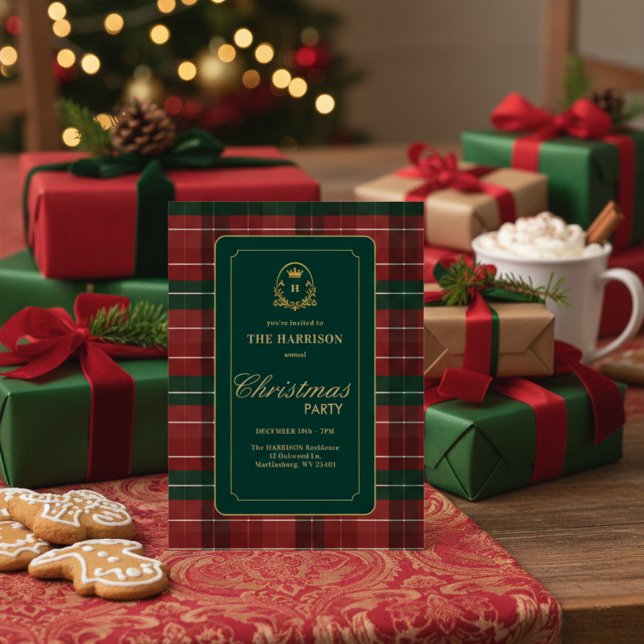 Custom Tartan Plaid Christmas Party Invitation  (Creator Uploaded)