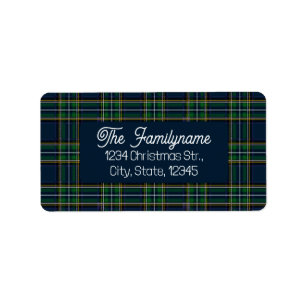 Custom Tartan Plaid Christmas Return Address Label